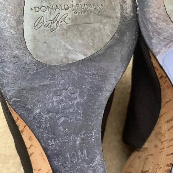 Donald J Pliner Black Mesh Cork Wedge Sandals - Picture 12 of 13